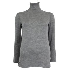 HERMES heather grey cashmere silk Turtleneck Sweater 34 XXS