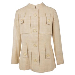  A French Saharienne Jacket In Beige Linen And Silk Toile Circa 1968-1972