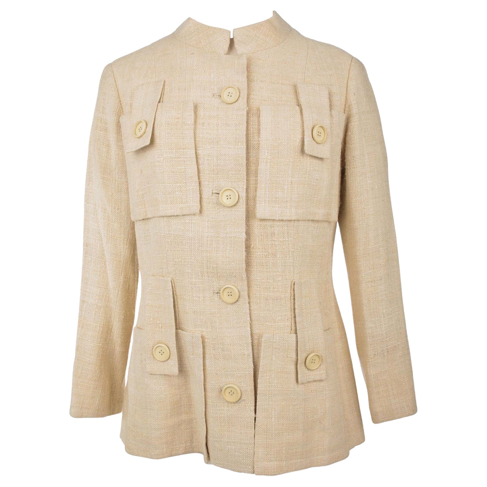  A French Safari Jacket In Beige Linen And Silk Toile Circa 1968-1972