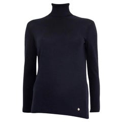 HERMES navy blue cashmere silk Turtleneck Sweater 34 XXS