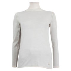 HERMES ivory white cashmere silk Turtleneck Sweater 34 XXS