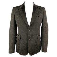D&G by DOLCE & GABBANA Size 42 Regular Black Textured Damask Sport Coat