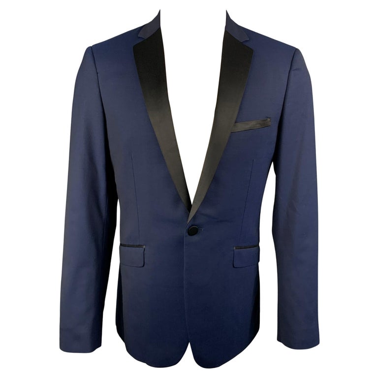 THEORY Size 40 Regular Navy and Black Wool Notch Lapel Sport Coat For ...