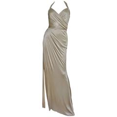 Versace Pale Gold Halter Gown
