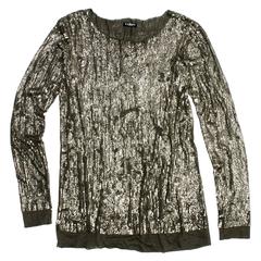 Balmain Gold Metal Sequin Top