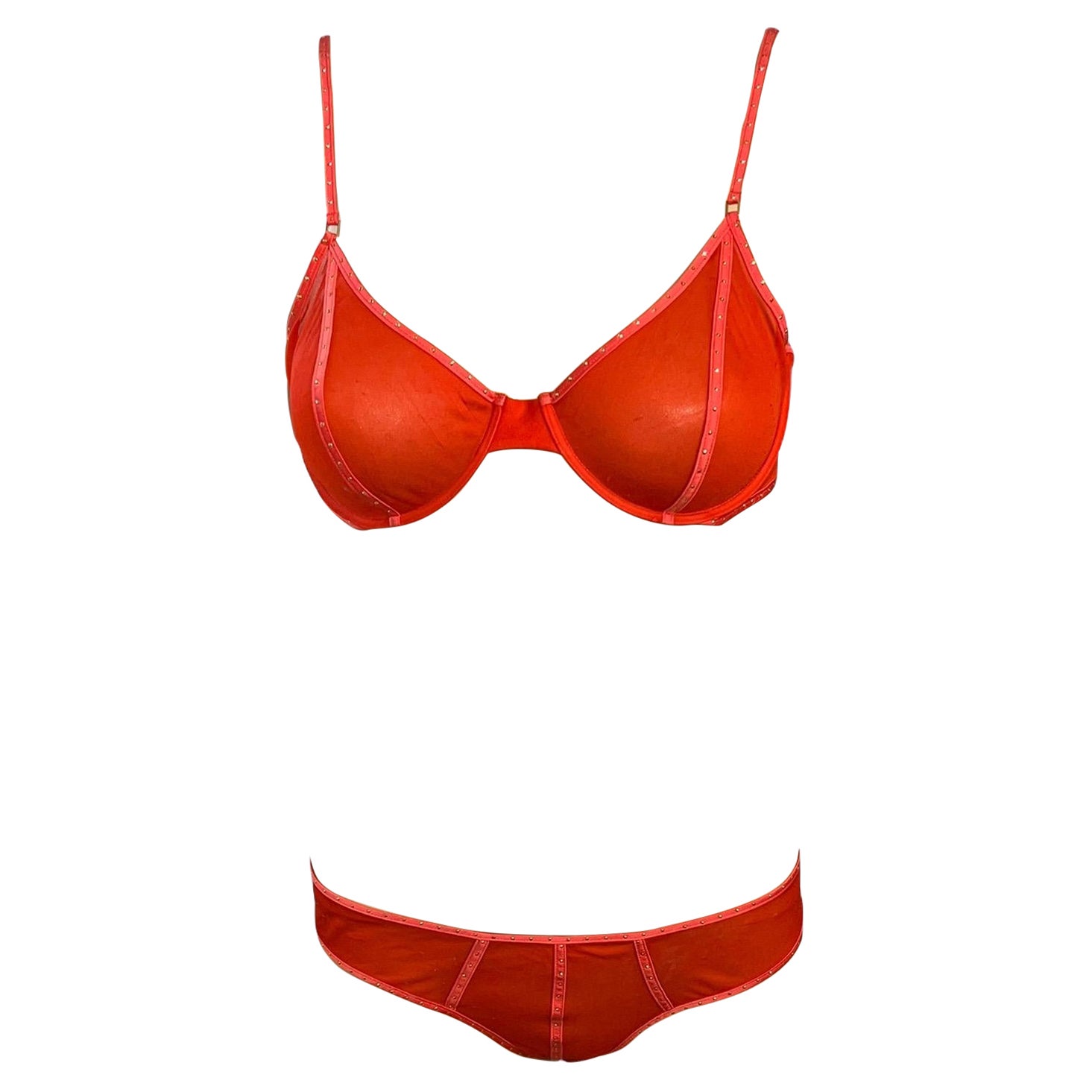 Tom Ford for Gucci F/W 2003 Bondage Nieten-BH & Höschen Dessous 2 Pieces Set