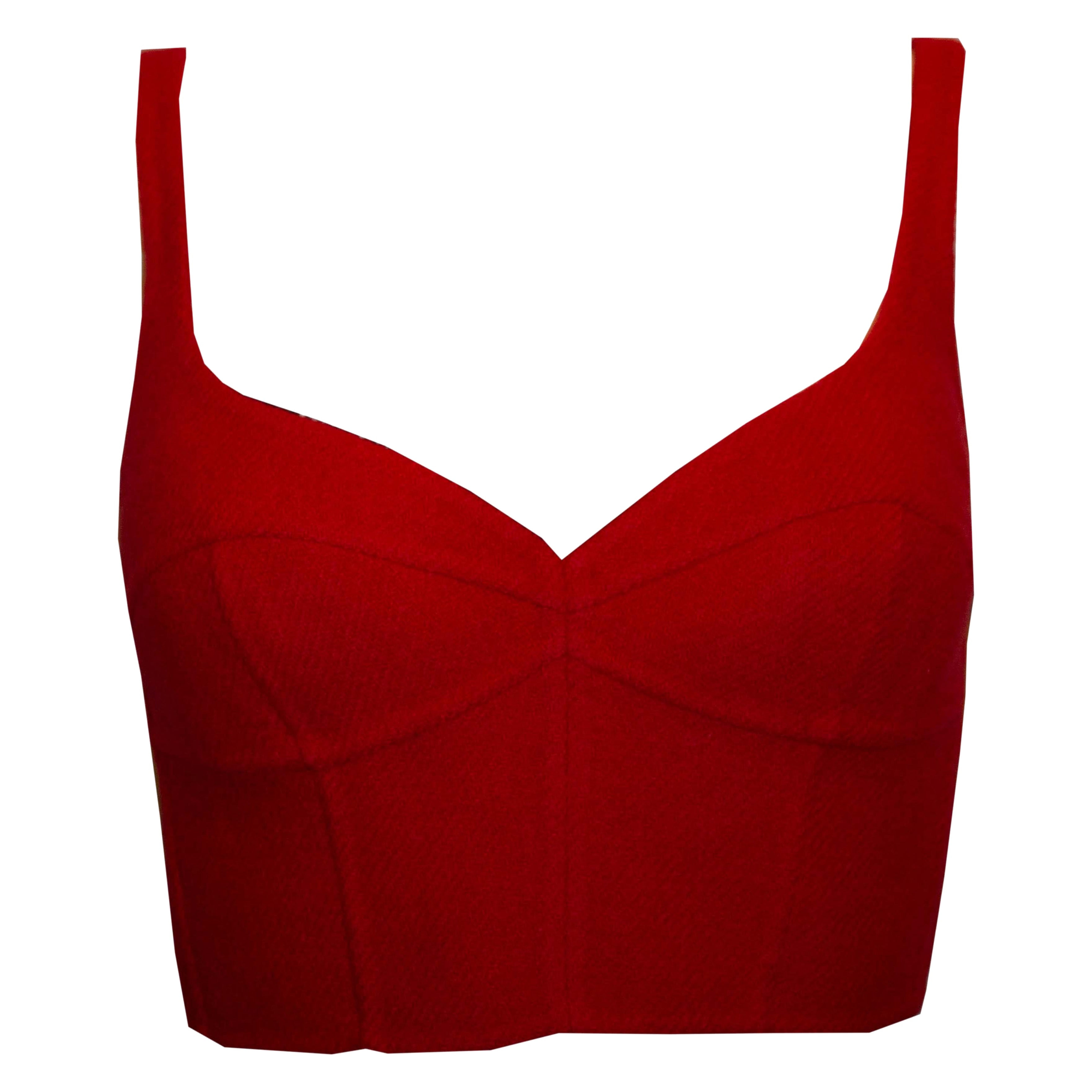 Runway Fall 2020 Marc Jacobs Red Wool Bra Top For Sale