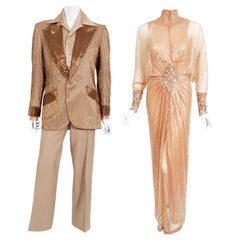 Vintage 1976 Sonny & Cher Documented Custom-Made Bob Mackie Sequin Gown Suit Set
