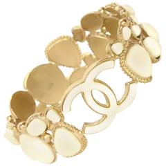 Chanel White Stone & Gold Bangle Bracelet