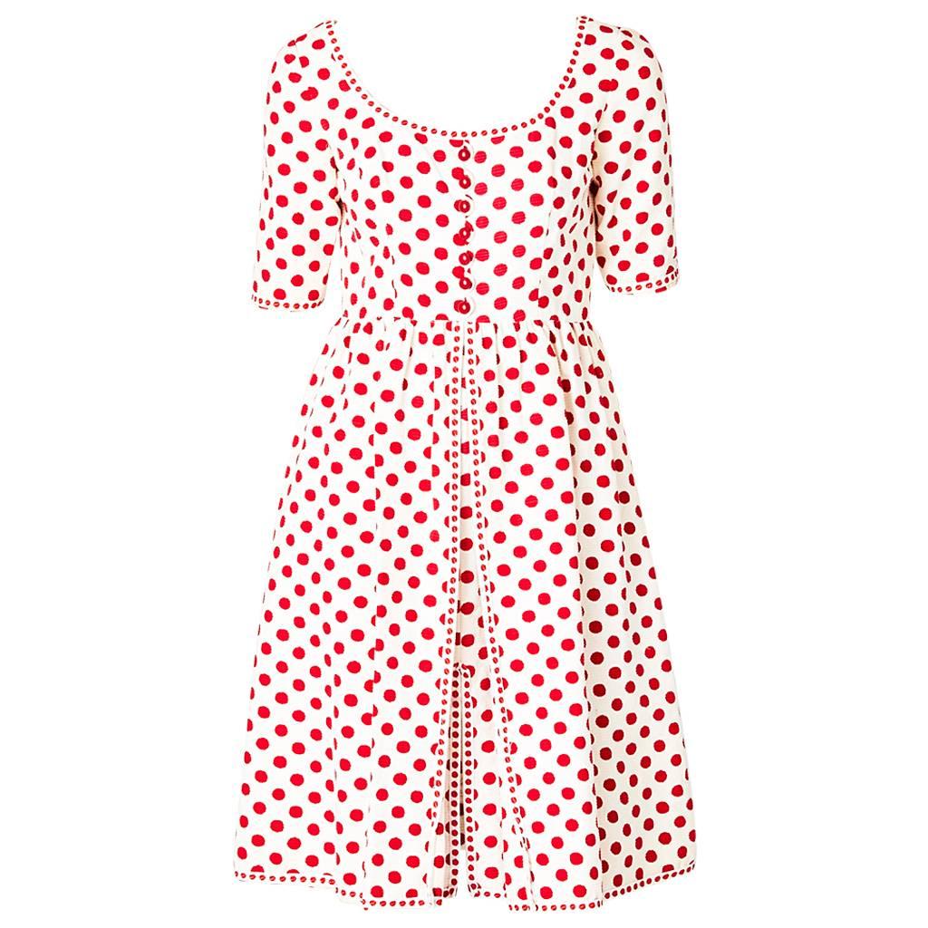 Oscar de la Renta 60's Polka Dot Day Dress