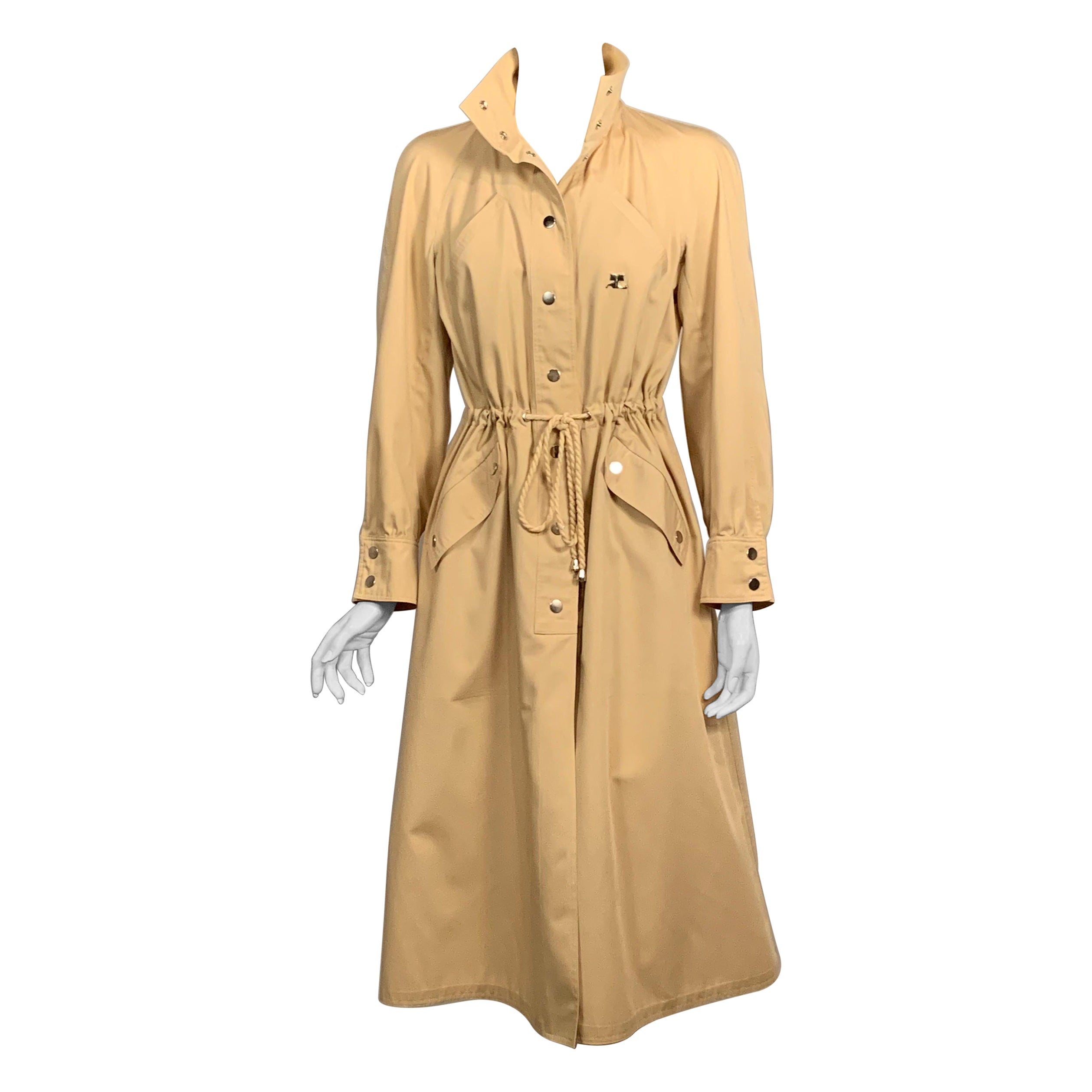 1970's Courreges Raincoat with Drawstring Waist and Snap Front