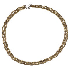 Lange geflochtene Halskette aus den 1970er Jahren mit Goldkette