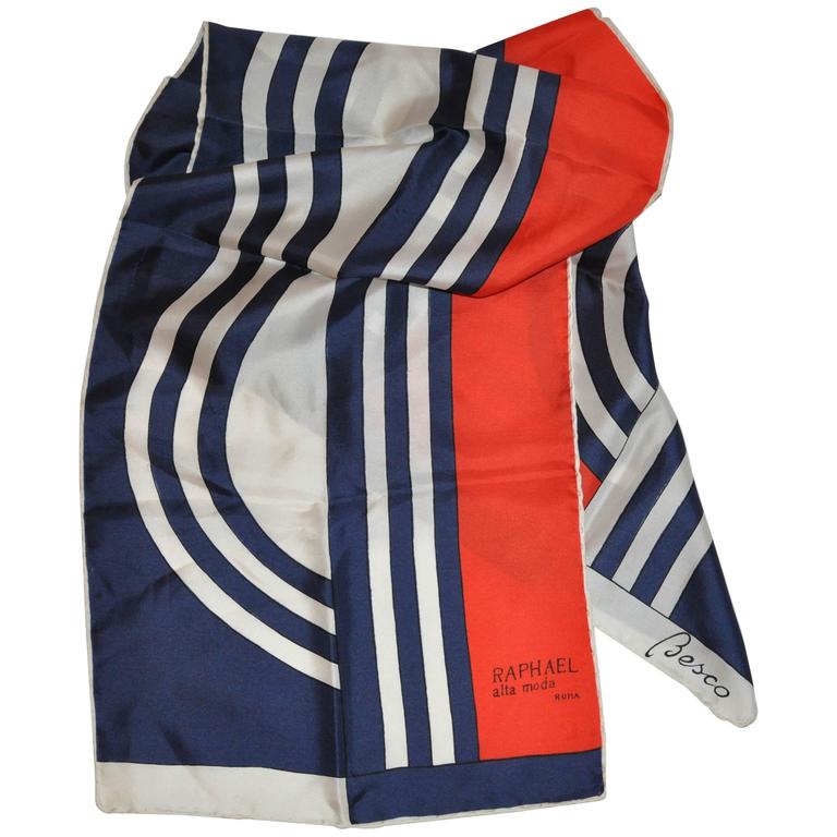 Besco for Raphael alta moda Red White and Blue Rectangle Scarf For Sale ...