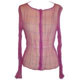 Georgio Armani "Boutique", top trasparente fucsia con accenti in corda di seta con cerniera