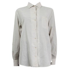 LORO PIANA light grey cotton PATCH POCKET Button-Up Shirt 44 L