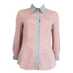 PRADA baby pink cotton blend Button-Up Shirt Blouse 42 M