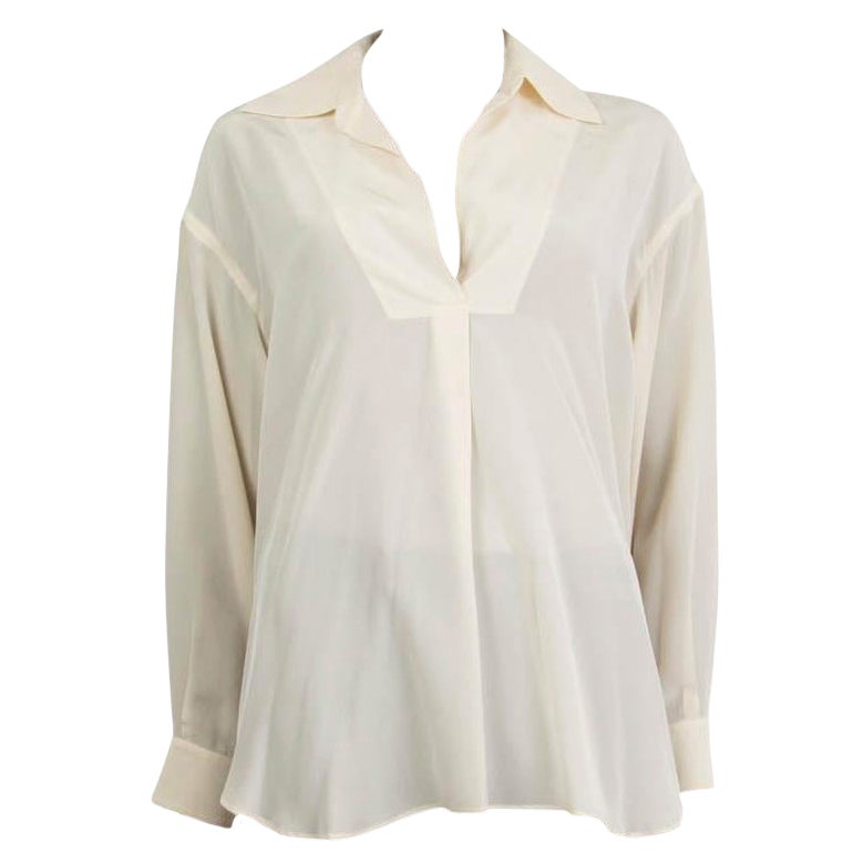 CHLOE ivory silk OVERSIZED WIDE COLLAR Blouse Shirt 38 S For Sale