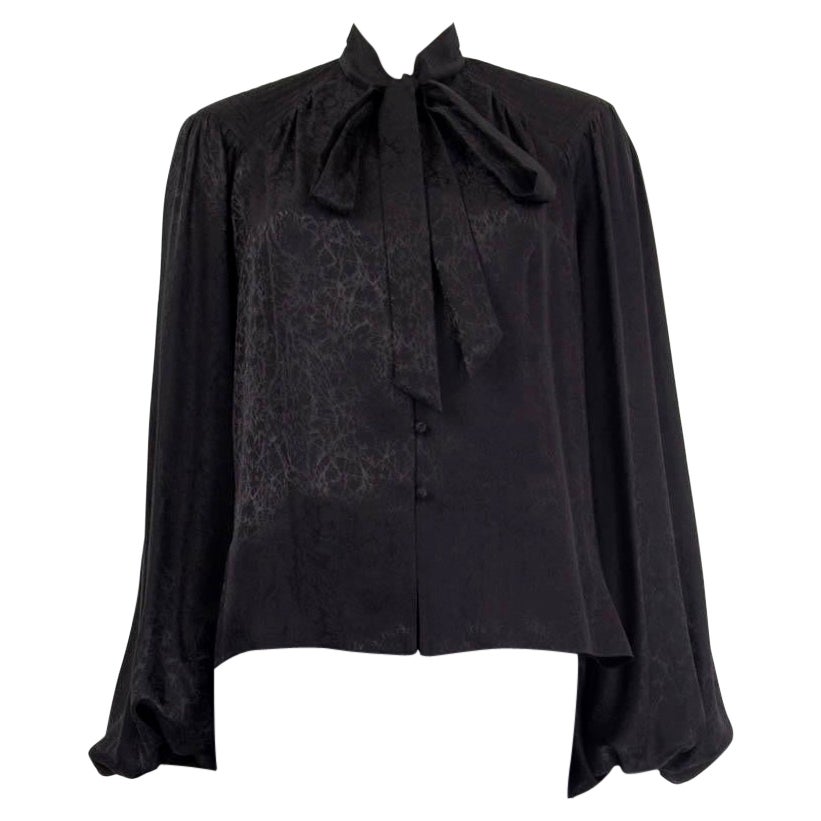 SAINT LAURENT black silk 2018 PUSSY BOW Blouse Shirt 36 XS