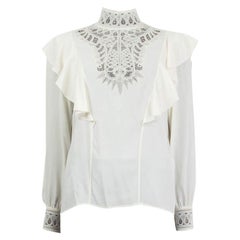 CELINE ivory white VICTORIAN BRODERIE ANGLAISE Blouse Shirt 38 S