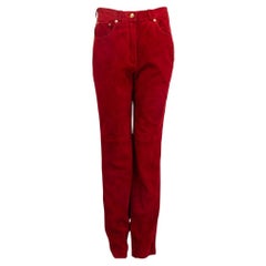 GUCCI red suede HIGH WAISTE Pants 46 CUT SMALL FIT MEDIUM