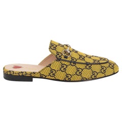 Used GUCCI yellow GG CANVAS PRINCETOWN Slippers Flats Shoes 38
