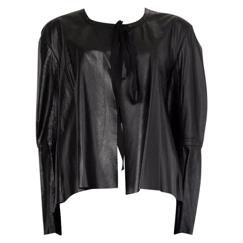 runway ANN DEMEULEMEESTER black leather convertible zip sleeves crop ...