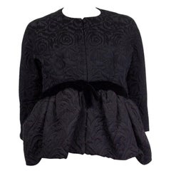 BALENCIAGA black cotton JACQUARD PEPLUM Jacket 42 L
