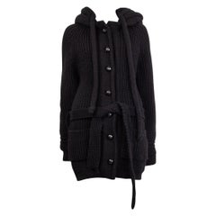 BALENCIAGA black wool HOODED CHUNKY KNIT Jacket 38 S