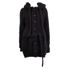 BALENCIAGA Veste en laine noire HOODED CHUNKY Knit 38 S