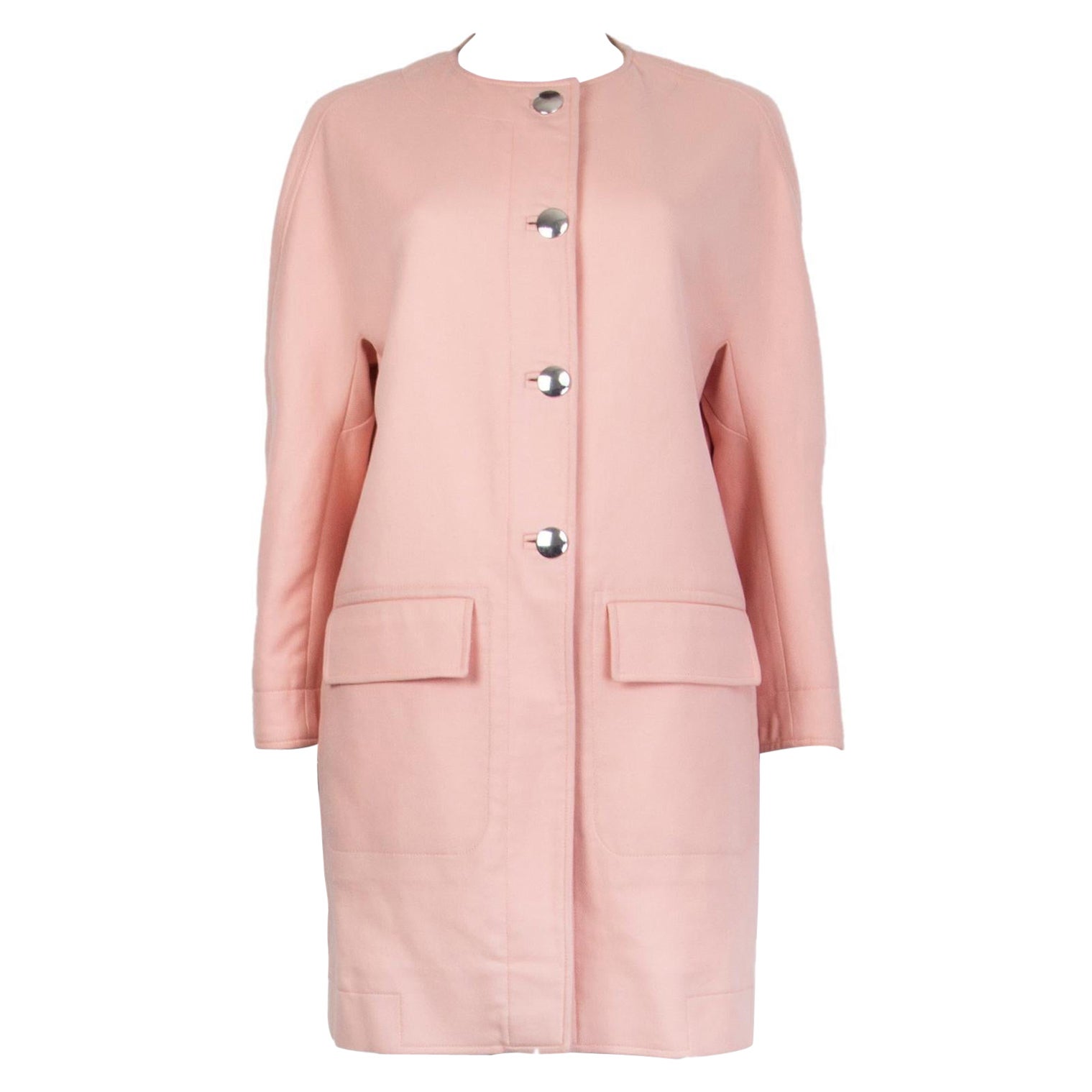 BALENCIAGA - Veste manteau en coton rose pâle COLLARLESS 38 S en vente