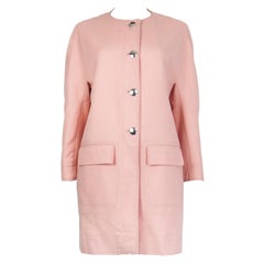 BALENCIAGA - Veste manteau en coton rose pâle COLLARLESS 38 S