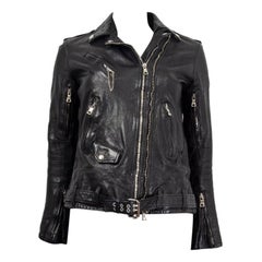BALMAIN black leather DISTRESSED BIKER Jacket 40 M