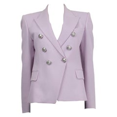 BALMAIN lilac purple wool SIGNATURE DOUBLE BREASTED Blazer Jacket 38 S