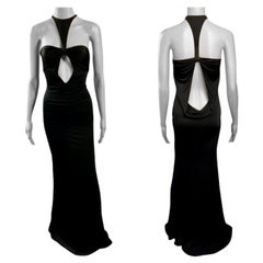 Tom Ford for Gucci F/W 2004 Plunging Cutout Black Evening Dress Gown