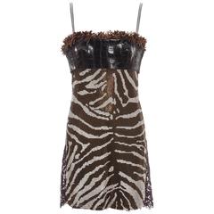 Dolce & Gabbana Swarovski Crystal Zebra Striped Dress Spring 2005