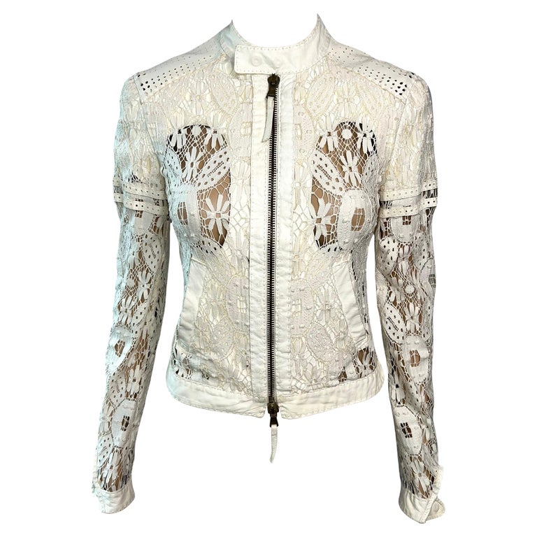 Jean Paul Gaultier Sheer Lace Inserts Cutout Ivory Top Jacket For Sale at  1stDibs