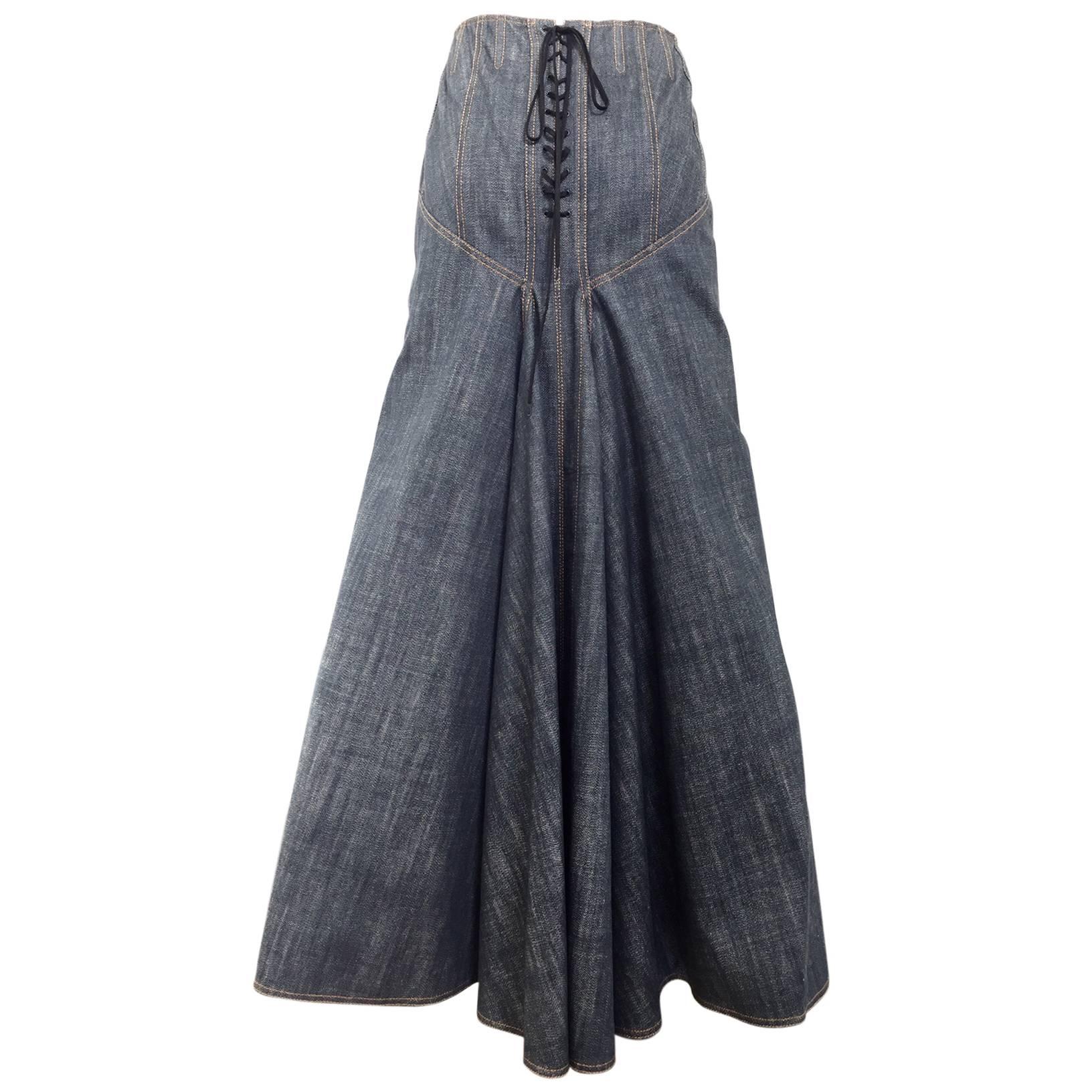 ALAIA denim maxi skirt