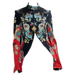 S/S 2003 Roberto Cavalli Red Chinoiserie Print Cotton Jacket