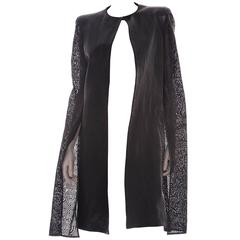Gareth Pugh Black Leather Coat With Laser Cut Sleeves, Spring - Summer 2013
