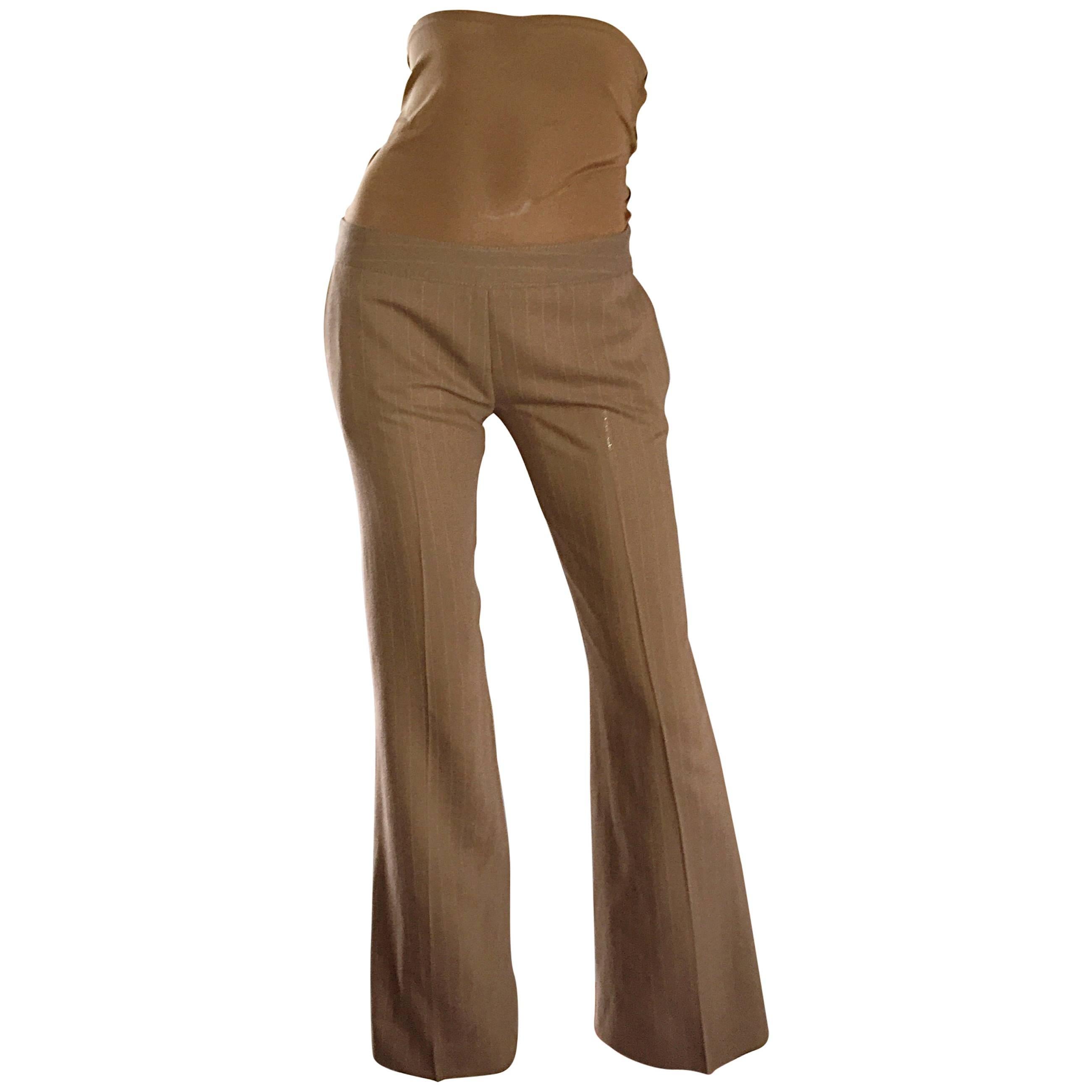 Rare Dirk Bikkembergs Ultra High Waisted Corset Brown Pinstripe Flare Leg  Pants For Sale at 1stDibs | brown pinstripe pants