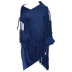 Junya Watanabe blue fringe knit top