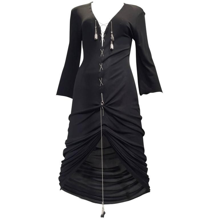 Vintage JEAN PAUL GAULTIER Plunging Neckline Knit Dress with Pearl ...