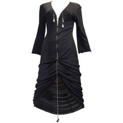 Vintage Jean paul Gaultier black knit dress with metal chainball tassel