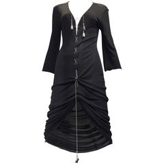 Jean paul Gaultier black knit dress with metal chainball tassel 12