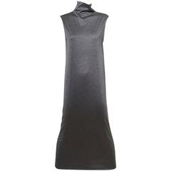 Vintage 1990s HERMES Grey Silk Jersy Sleeveles Maxi Dress