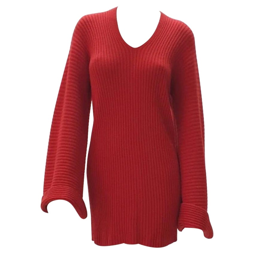 Chanel Red Cashmere Mini Twisted Dress