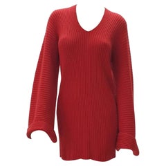 Chanel Red Cashmere Mini Twisted Dress