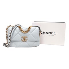 Chanel Powder Blue Lambskin Small 19 Shoulder Bag