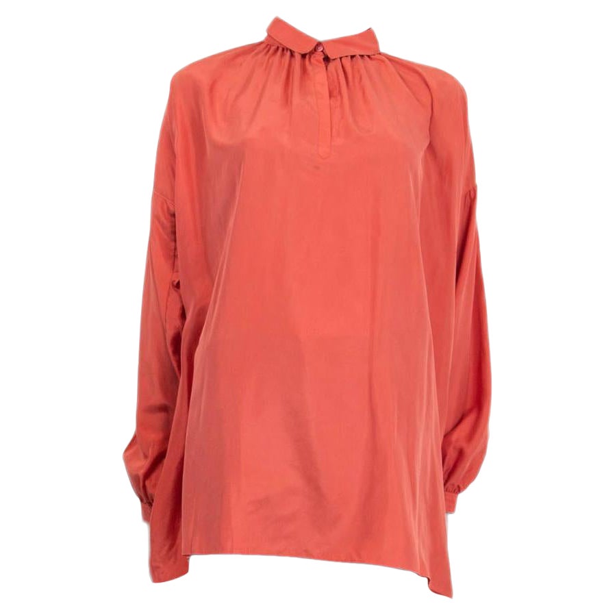 BURBERRY BIRT light coral silk OVERSIZED Blouse Shirt M For Sale