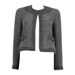 Vintage CHANEL grey wool & alpaca 1998 OPEN KNIT Jacket 36 XS